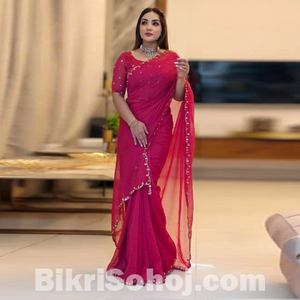 Semi Moslin Sharee with Blouse Piece